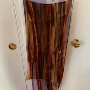 Red and yellow multicolored silk scarf